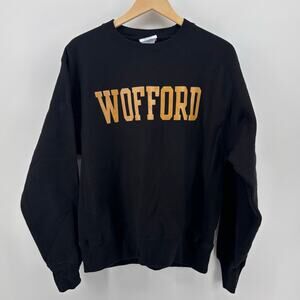 Vintage Champion Reverse Weave Black Crew Sweatshirt Wofford College Academia